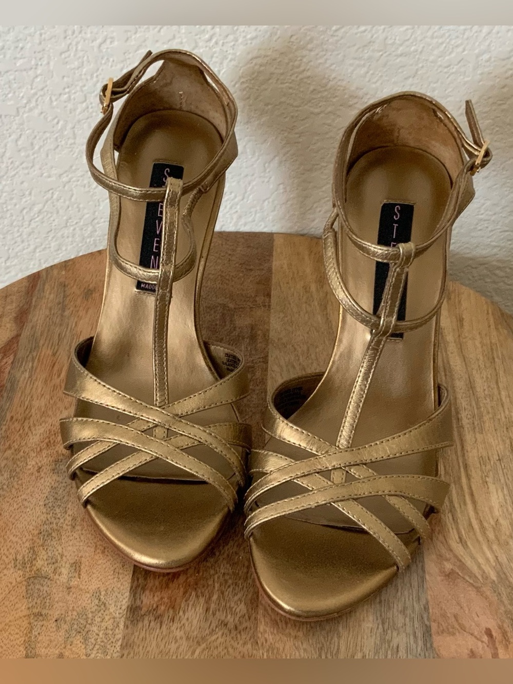 Steven By Steve Madden Metallic Gold Strappy High Heels Sandal